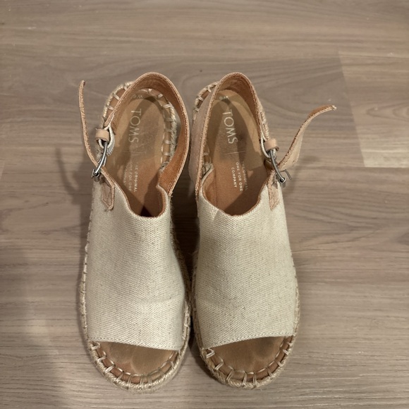 Toms Shoes - TOMS Women's Tan Peep-Toe Espadrilles